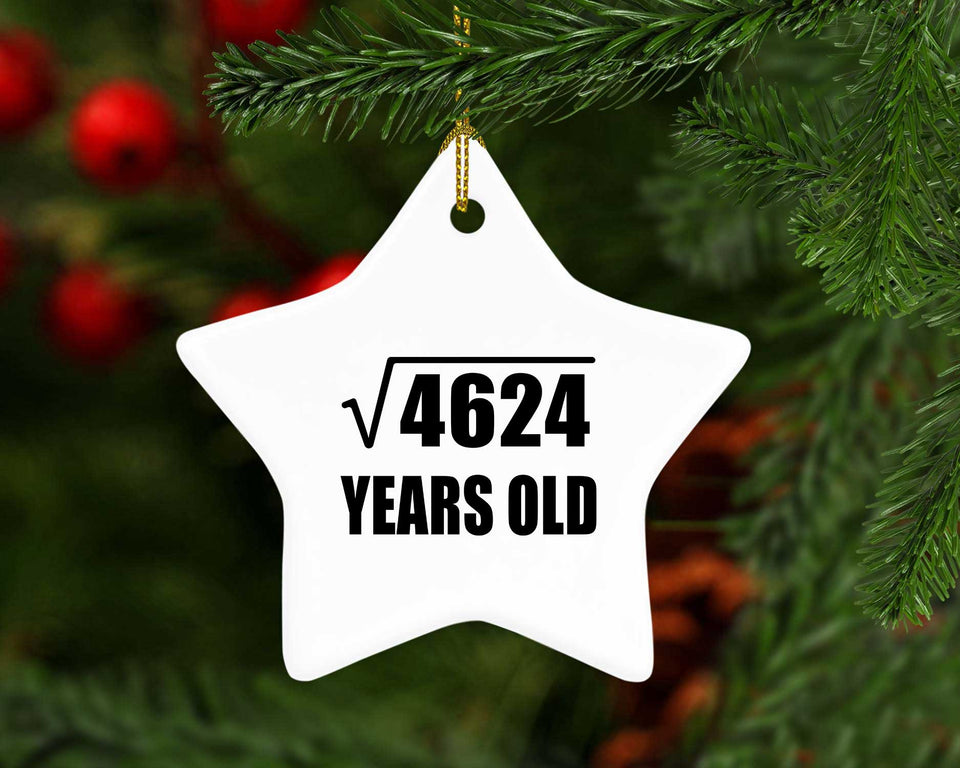 68th Birthday Square Root of 4624 Years Old - Star Ornament
