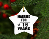 4th Anniversary Married For Square Root of 16 Years - Star Ornament