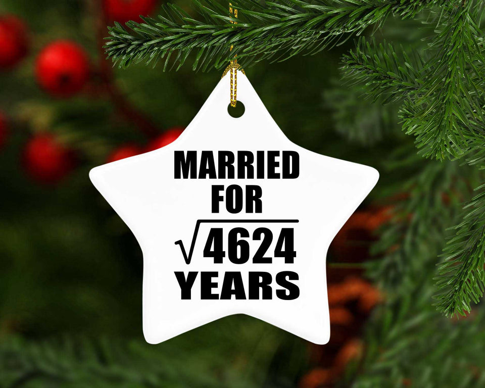 68th Anniversary Married For Square Root of 4624 Years - Star Ornament