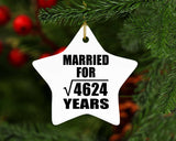 68th Anniversary Married For Square Root of 4624 Years - Star Ornament