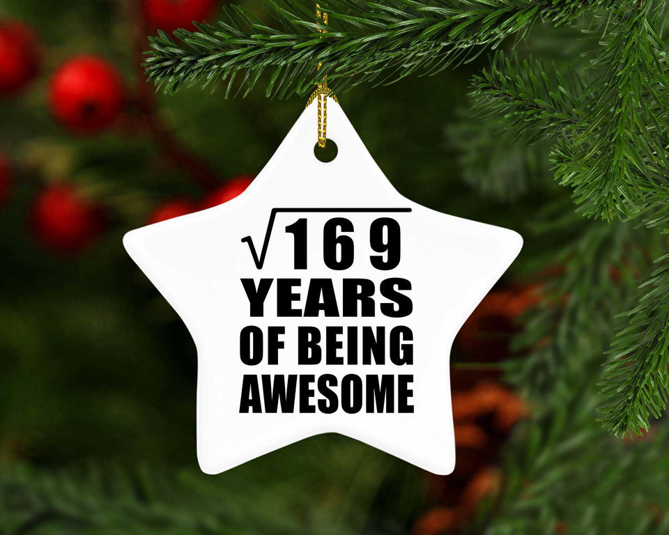 13th Birthday Square Root of 169 Years of Being Awesome - Star Ornament