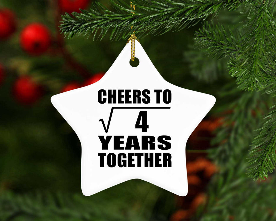 2nd Anniversary Cheers To Square Root of 4 Years Together - Star Ornament