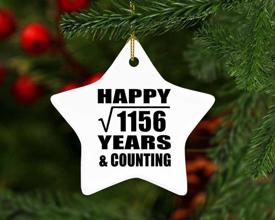 Happy 34th Anniversary Square Root of 1156 Years & Counting - Star Ornament