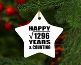 Happy 36th Anniversary Square Root of 1296 Years & Counting - Star Ornament