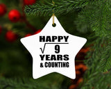 Happy 3rd Anniversary Square Root of 9 Years & Counting - Star Ornament