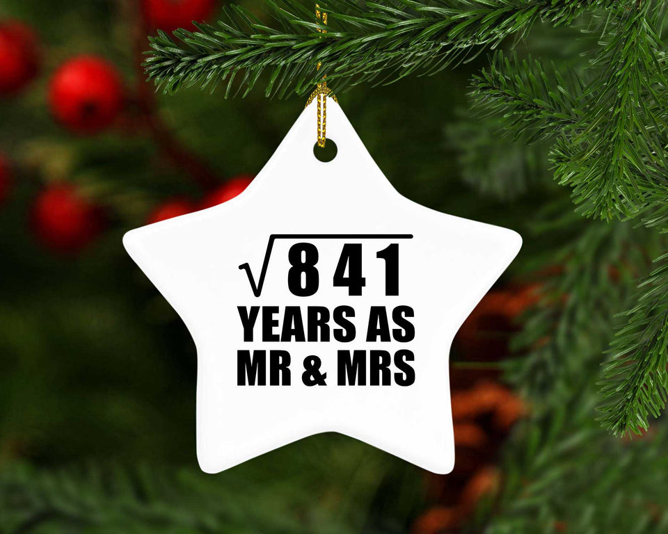 29th Anniversary Square Root of 841 Years As Mr & Mrs - Star Ornament