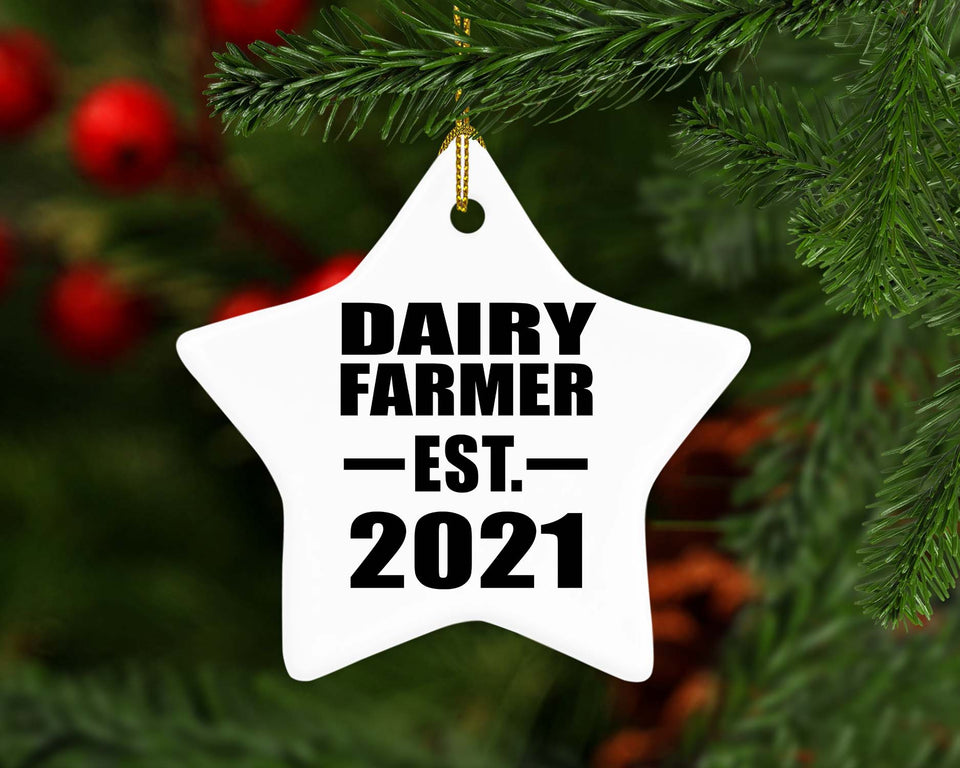Dairy Farmer Established EST. 2021 - Star Ornament