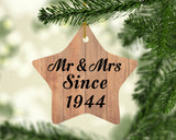 80th Anniversary Mr & Mrs Since 1944 - Star Ornament C