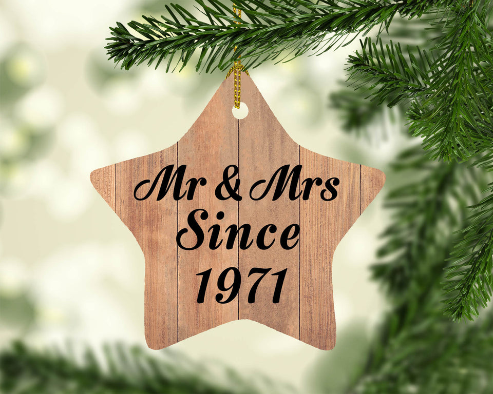 53rd Anniversary Mr & Mrs Since 1971 - Star Ornament C