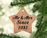 43rd Anniversary Mr & Mrs Since 1981 - Star Ornament C