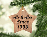 34th Anniversary Mr & Mrs Since 1990 - Star Ornament C
