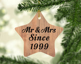 25th Anniversary Mr & Mrs Since 1999 - Star Ornament C