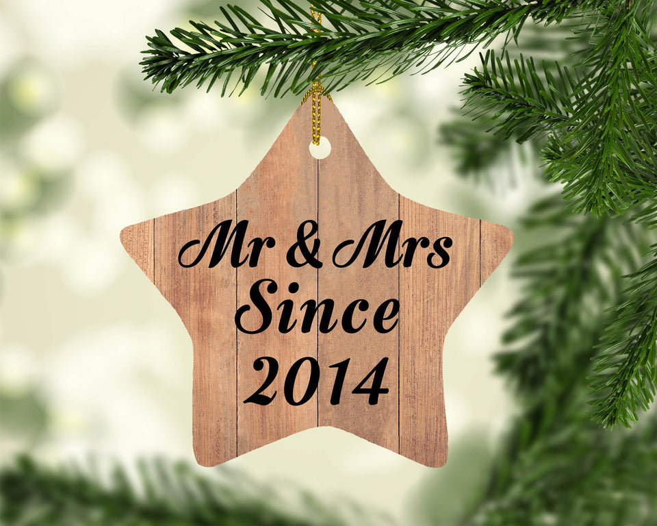 10th Anniversary Mr & Mrs Since 2014 - Star Ornament C