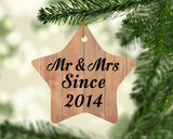 10th Anniversary Mr & Mrs Since 2014 - Star Ornament C