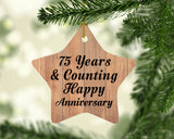 75th Anniversary 75 Years & Counting Happy Anniversary - Star Ornament C