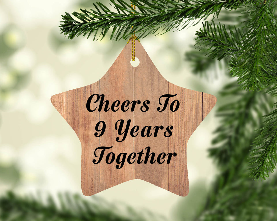 9th Anniversary Cheers To 9 Years Together - Star Ornament C