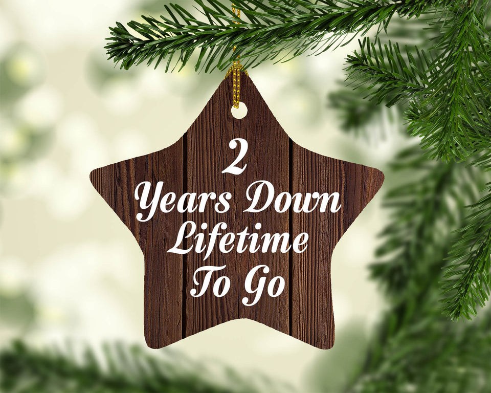 2nd Anniversary 2 Years Down Lifetime To Go - Star Ornament D