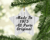 49th Birthday Made In 1975 All Parts Original - Star Ornament F