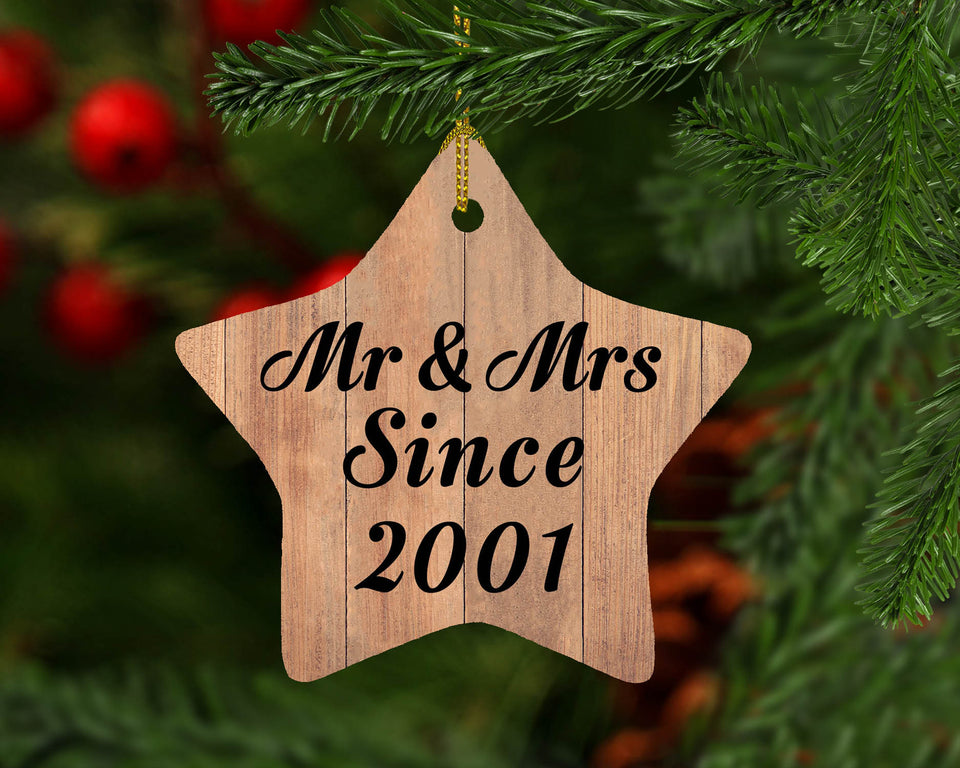 23rd Anniversary Mr & Mrs Since 2001 - Star Ornament C