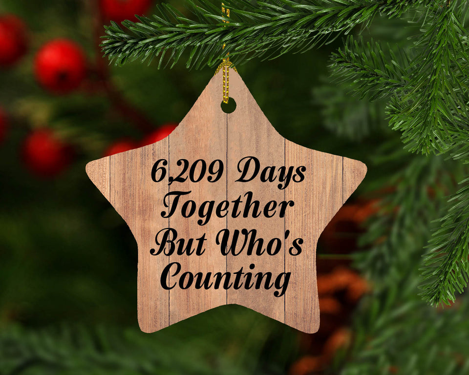 17th Anniversary 6,209 Days Together Who's Counting - Star Ornament C