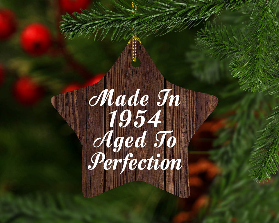 70th Birthday Made In 1954 Aged To Perfection - Star Ornament D
