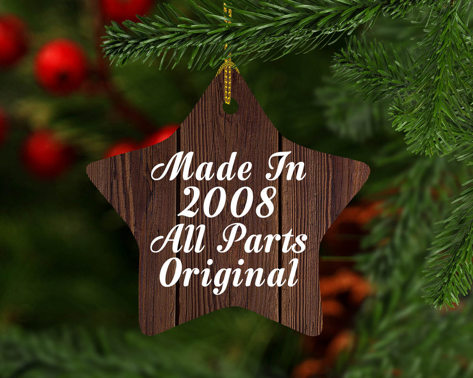 16th Birthday Made In 2008 All Parts Original - Star Ornament D