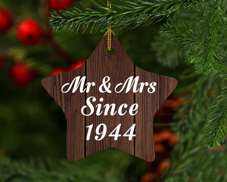 80th Anniversary Mr & Mrs Since 1944 - Star Ornament D