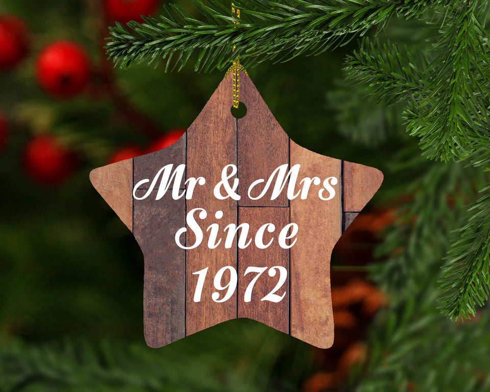 52nd Anniversary Mr & Mrs Since 1972 - Star Ornament E