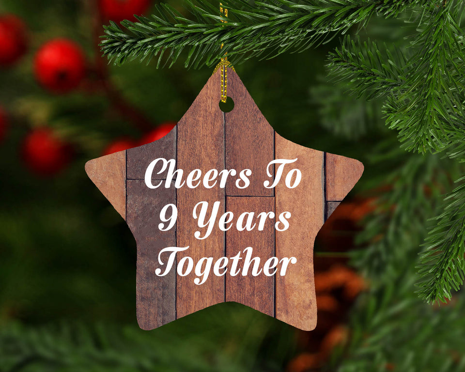 9th Anniversary Cheers To 9 Years Together - Star Ornament E