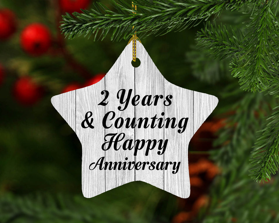 2nd Anniversary 2 Years & Counting Happy Anniversary - Star Ornament F