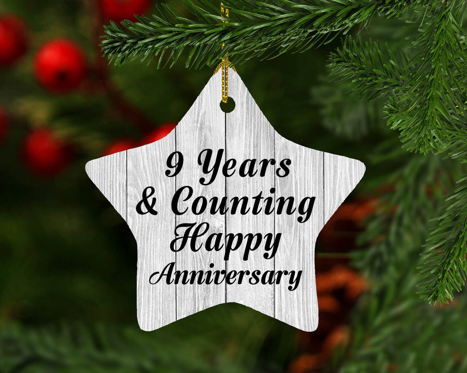 9th Anniversary 9 Years & Counting Happy Anniversary - Star Ornament F