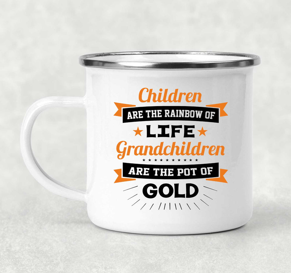 Children Are Rainbow Of Life, Grandchildren Are Pot Of Gold - 12oz Camping Mug