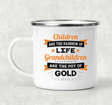 Children Are Rainbow Of Life, Grandchildren Are Pot Of Gold - 12oz Camping Mug