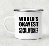 World's Okayest Social Worker - 12oz Camping Mug