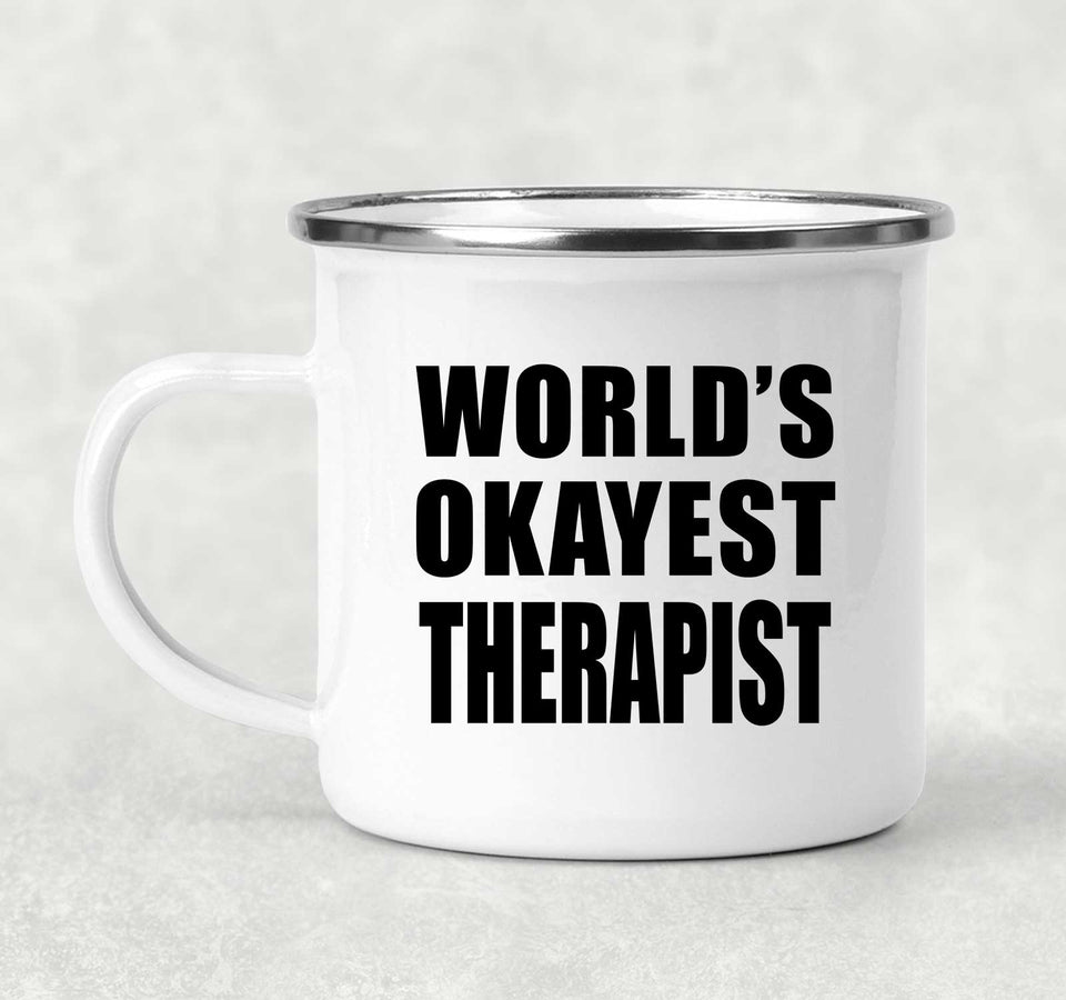 World's Okayest Therapist - 12oz Camping Mug