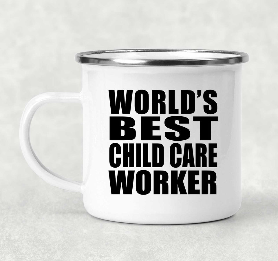 World's Best Child Care Worker - 12oz Camping Mug