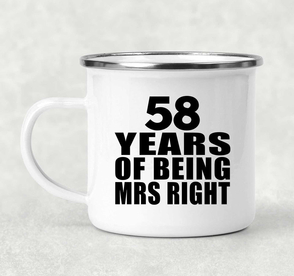 58th Anniversary 58 Years Of Being Mrs Right - 12oz Camping Mug