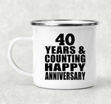 Happy 40th Anniversary 40 Years & Counting - 12oz Camping Mug