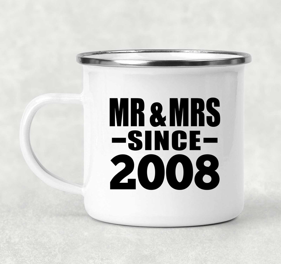 16th Anniversary Mr & Mrs Since 2008 - 12oz Camping Mug
