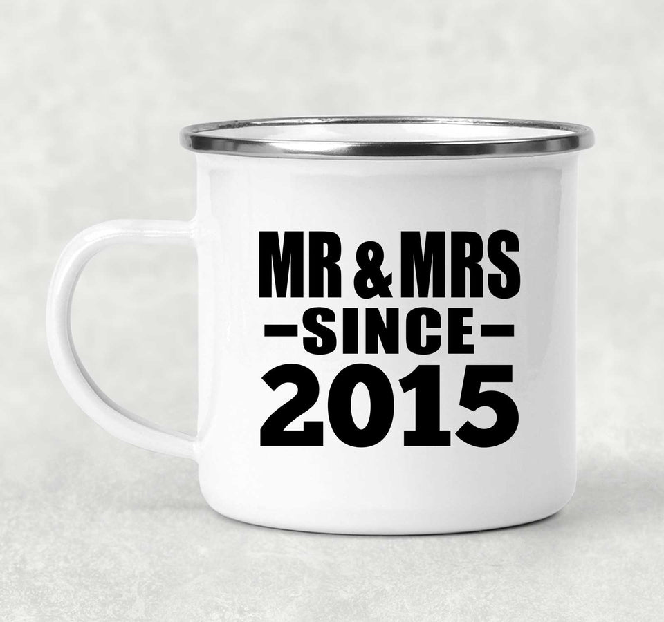 9th Anniversary Mr & Mrs Since 2015 - 12oz Camping Mug