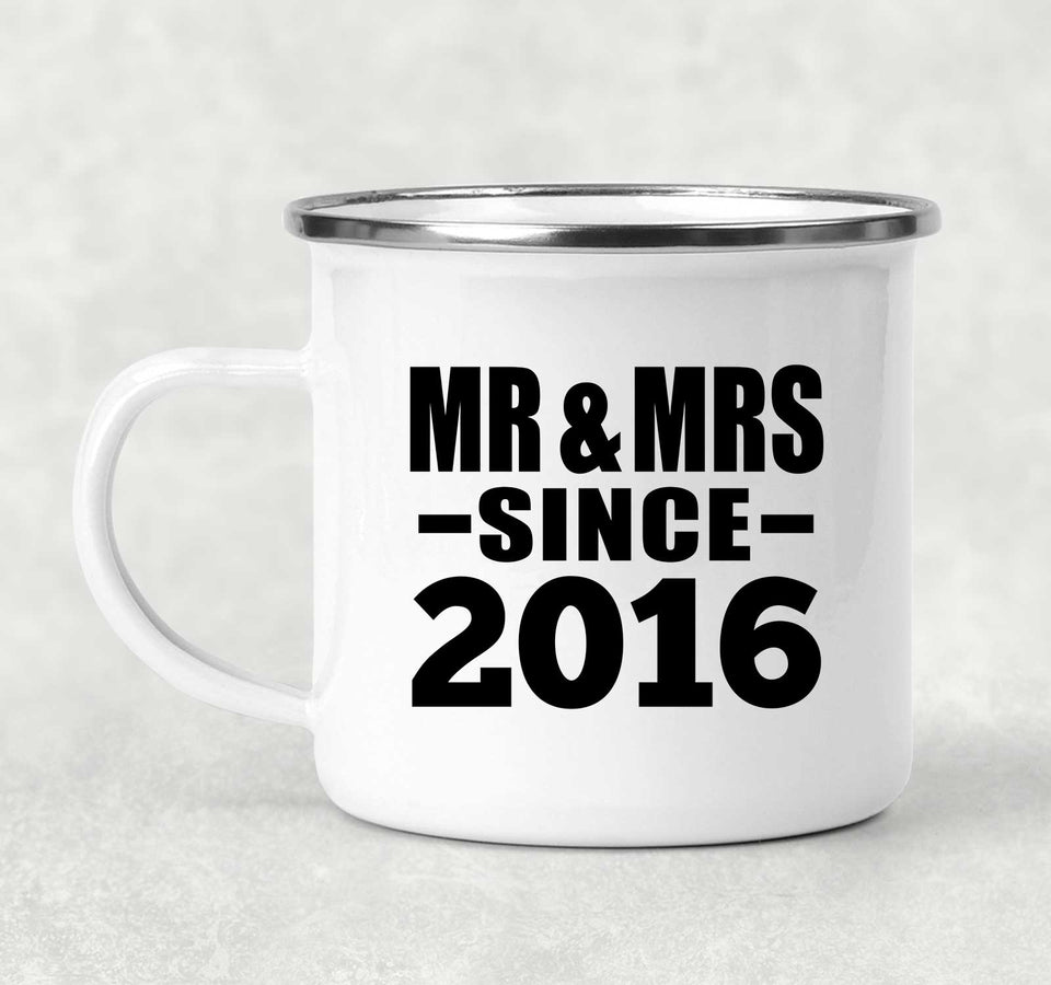 8th Anniversary Mr & Mrs Since 2016 - 12oz Camping Mug