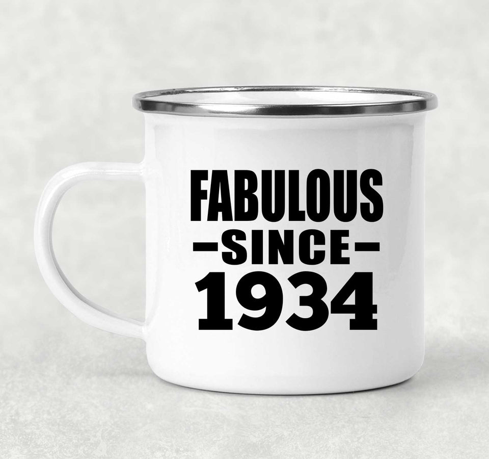 90th Birthday Fabulous Since 1934 - 12oz Camping Mug