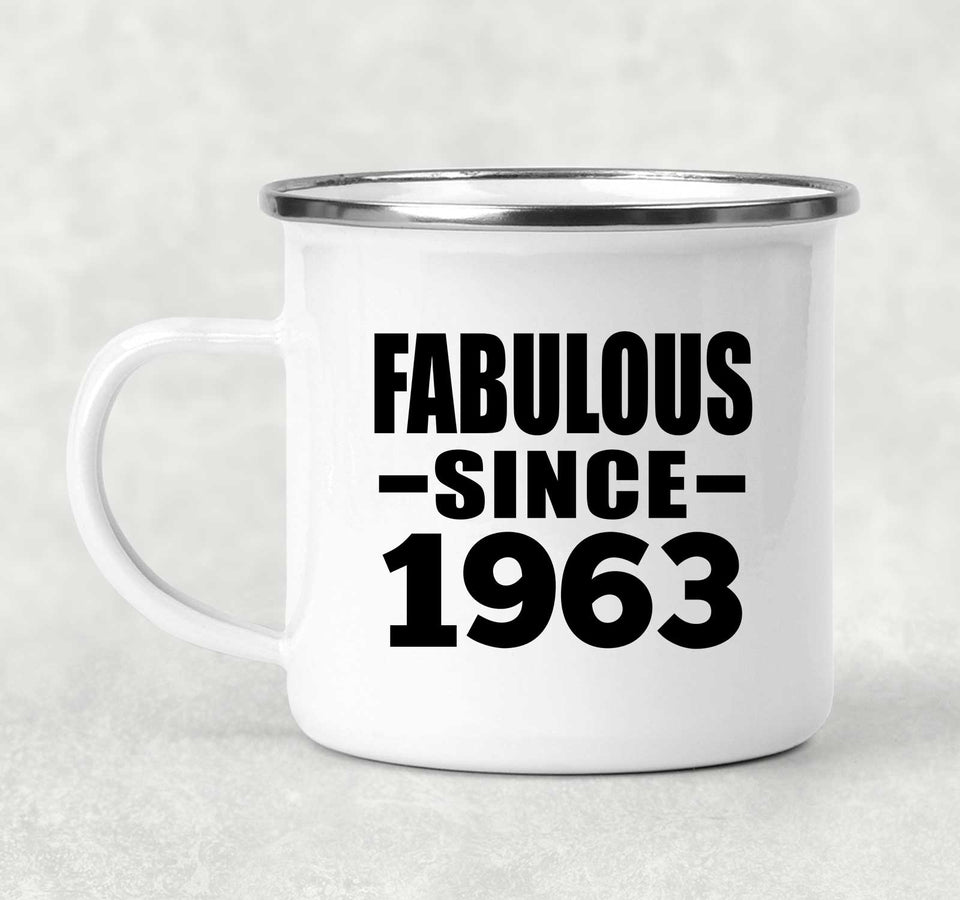 61st Birthday Fabulous Since 1963 - 12oz Camping Mug