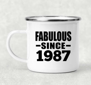 37th Birthday Fabulous Since 1987 - 12oz Camping Mug