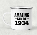 90th Birthday Amazing Since 1934 - 12oz Camping Mug