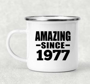 47th Birthday Amazing Since 1977 - 12oz Camping Mug