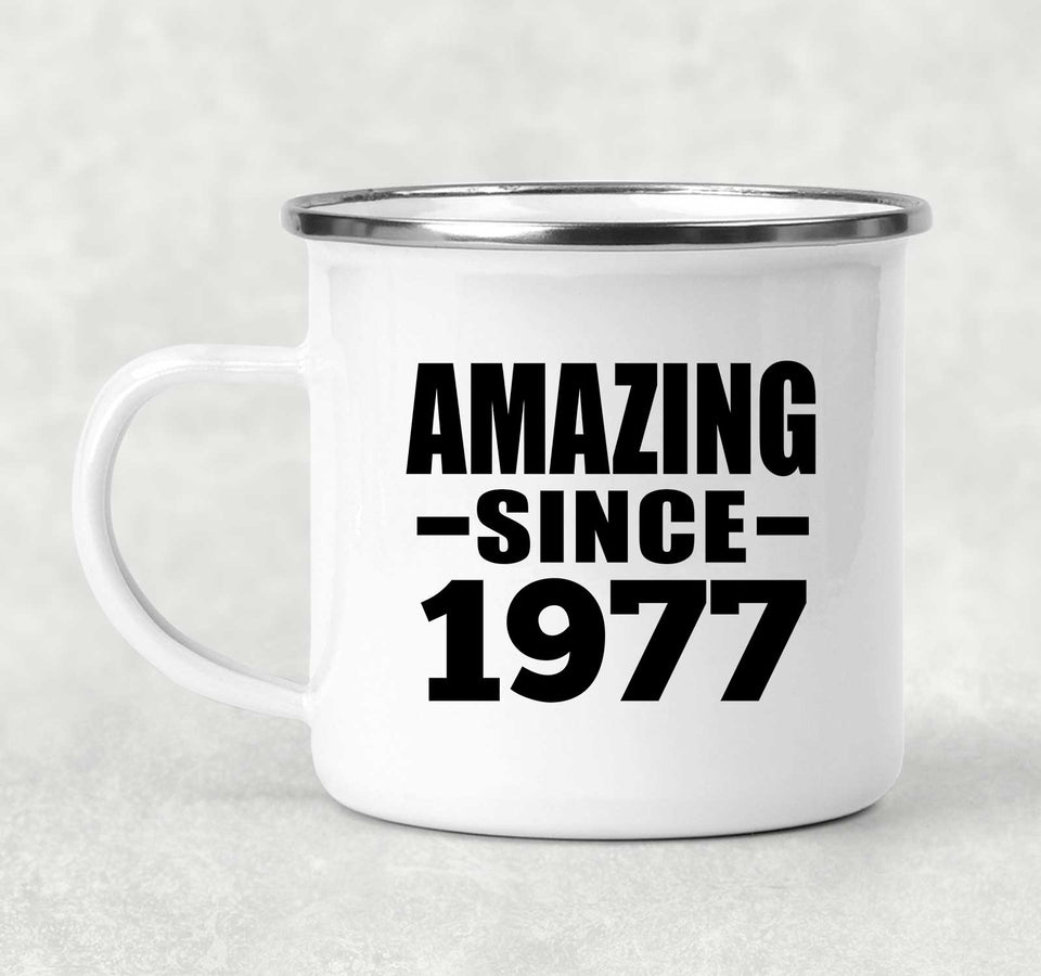 47th Birthday Amazing Since 1977 - 12oz Camping Mug