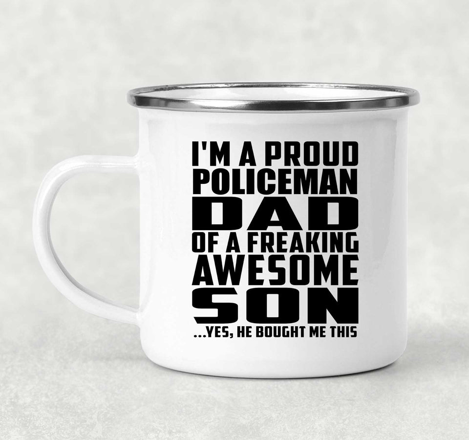 Proud Policeman Dad Of Awesome Son - 12oz Camping Mug