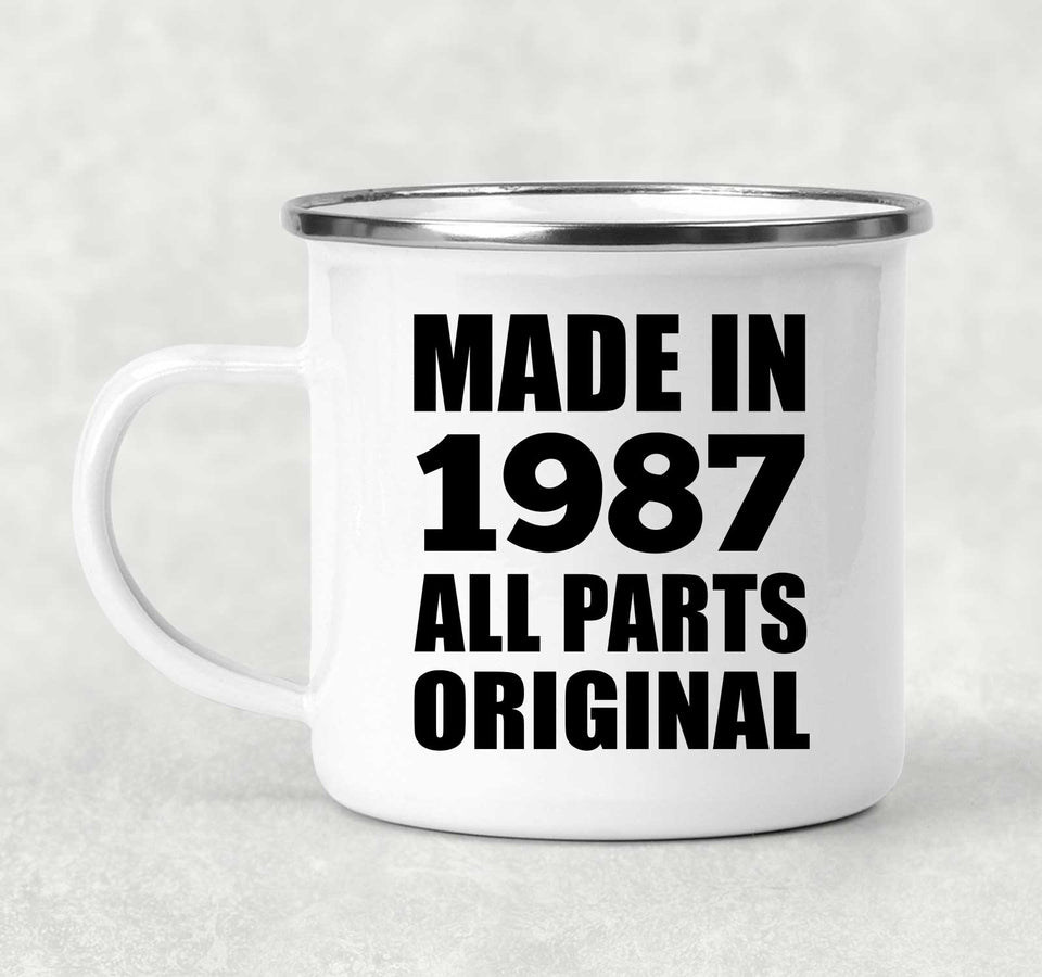 37th Birthday Made in 1987 All Parts Original - 12oz Camping Mug
