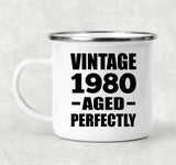 44th Birthday Vintage 1980 Aged Perfectly - 12oz Camping Mug